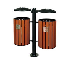 Outdoor wooden trash bin,outdoor trash can holder manufacture
