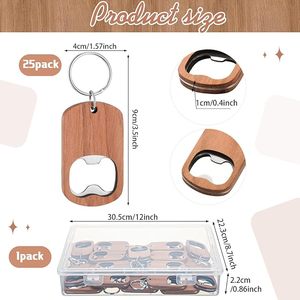 Llavero de madera en blanco para personalizar, abridor de botellas metálico, mini abridores de bolsillo para recuerdos de fiesta, artículos para bodas, regalos personalizados, manualidades - Product Image 2