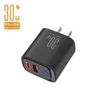 Cargador Rápido HYTO de 30W con Doble Puerto USB-A y Tipo-C, Adaptador de Carga con Enchufe para UE, EE. UU., Reino Unido e India, PD QC, Cargador de Pared Portátil para Viajes