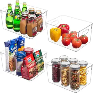 명확한 냉장고 조직자 bins 냉장고 내각 부엌을 위한 손잡이 음식 저장 콘테이너를 가진 큰 식료품 저장실