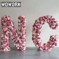 WOWORK Offre Spéciale 4ft 5ft grand métal fleur floral lettres chiffres remplissable herbe LOVE forme pour mariage fête décoration