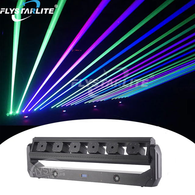 Flystar 6-Head RGB Full Color DMX Controlled Moving Laser Light LED Source for Bar DJ Disco Stage Entertainment