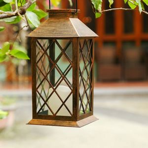 Waterproof <b>Solar</b> <b>Powered</b> LED Candle <b>Lantern</b> Decor Metal Frame Outdoor Courtyard Lawn Garden Landscape <b>Lanterns</b> - Product Image 2