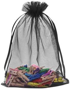 Sacs en organza noir 5x7 pouces 100 pièces, sacs en maille pour bonbons, pochettes à bijoux, sachets vides à cordon pour cadeaux de mariage - Product Image 6