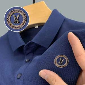 Camiseta de Manga Corta para Hombre, Nueva Colección de Verano, Estilo Polo, Cuello Solapa, Color Sólido, Talla Grande - Product Image 1