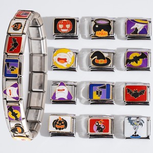 Halloween Charm Bracelet Set Modular Stainless Steel Cartoon Design Unisex Jewelry DIY Fashion Accessory - Product Image 1