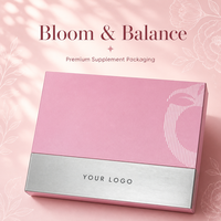   Boîte d'emballage écologique rose pour compléments alimentaires féminins avec logo personnalisé, boîte de capsules nutritionnelles de qualité supérieure pour vitamines et protéines pour femmes