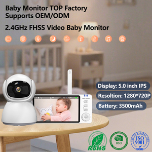 2024 thiết kế mới abm570 5 inch màn hình bé máy ảnh 720P với Pan-Tilt tầm nhìn ban đêm sản phẩm chăm sóc em bé thông minh bé màn hình - Product Image 2