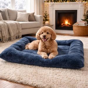 Cuccia per cani Yommy, materasso ortopedico piccolo, supporto articolare, blu, in peluche, per cani, comodo tappetino per dormire - Product Image 1