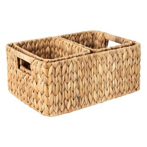 EZOWare Cesto Portaoggetti Rettangolare in Vimini Naturale Riscaldato ad Acqua con Manico, Capacità 10-20L, per Cameretta, Bagno, Dispensa - 2 Misure - Product Image 5