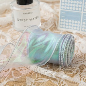 Pita Organza Iridescent 4/6cm dengan Pinggiran Terkunci untuk Pembungkus Kado Fairycore 10 Yard/gulung Grosir - Product Image 4