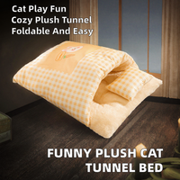 Tunnel-lit pliable en peluche pour chats d'intérieur, durable, personnalisé, amusant, interactif, chaud pour l'hiver, en gros
