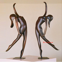 Danseuse en bronze art déco en posant une statue de fille grandeur nature sculpture