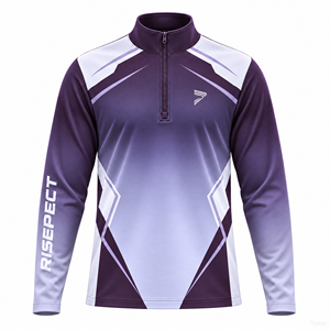 Chemise à manches longues performante, col zippé, anti-adhérence, protection UV, style minimaliste pour la course à pied et le badminton - Product Image 3