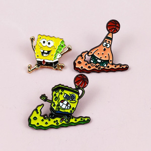 Lindo Broche <span class=keywords><strong>de</strong></span> <span class=keywords><strong>Bob</strong></span> <span class=keywords><strong>Esponja</strong></span>, Serie Deportiva <span class=keywords><strong>de</strong></span> Baloncesto, Insignia <span class=keywords><strong>de</strong></span> Dibujos Animados <span class=keywords><strong>de</strong></span> Patricio Estrella, Accesorio Decorativo para Mochila Escolar - Product Image 2
