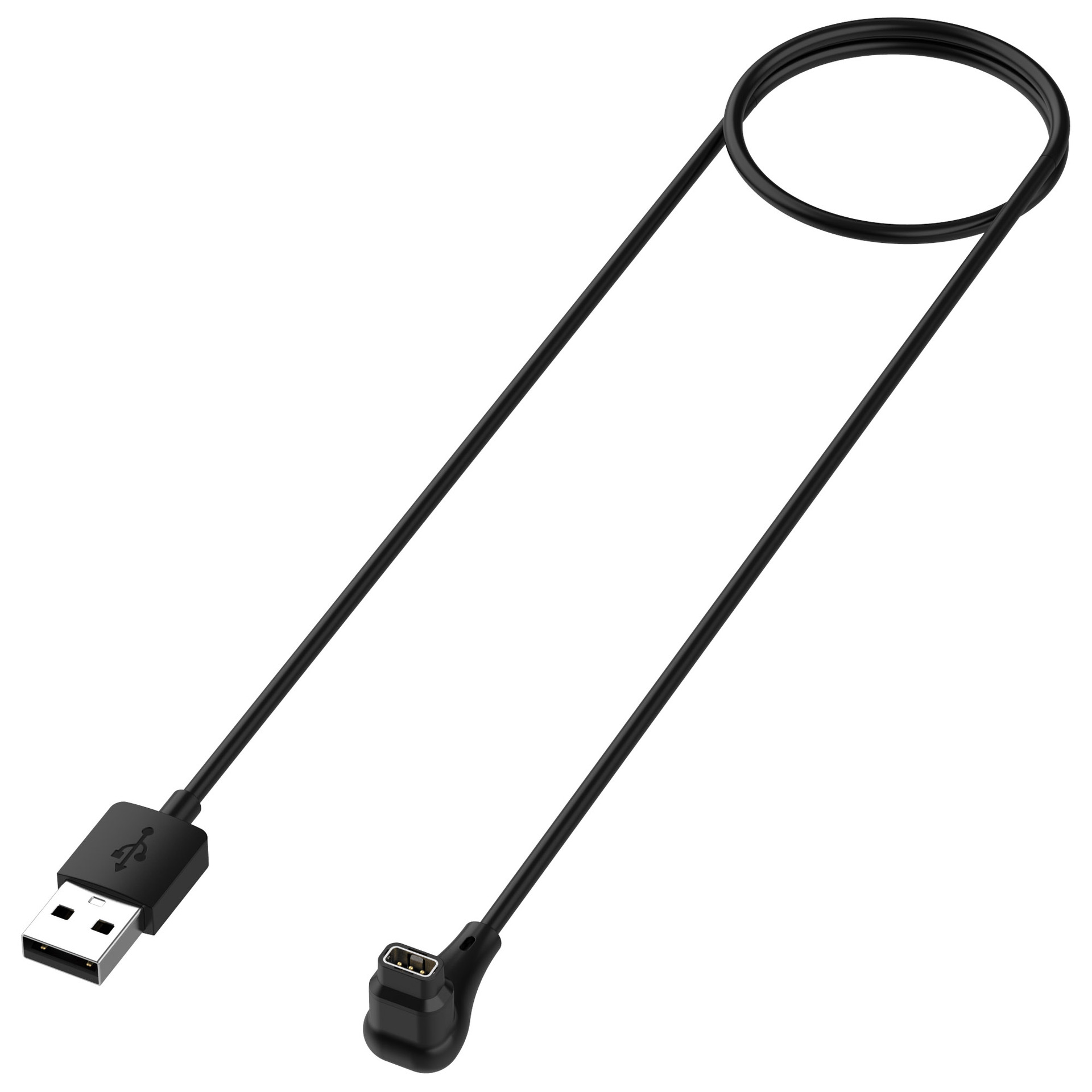 Cable de carga USB con codo negro.