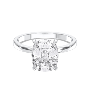 Bague en or blanc 9 carats plaqué rhodium, sertie de moissanite Tishya Diamond 2 carats 6x8mm taille radiant et brillant éclatant, faite à la main - Product Image 1