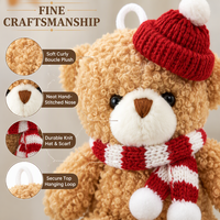 Porte-clés en peluche ours en peluche de Noël, jouet en peluche brodé doux, pendentif pour décoration de sac, cadeau de Noël pour enfants