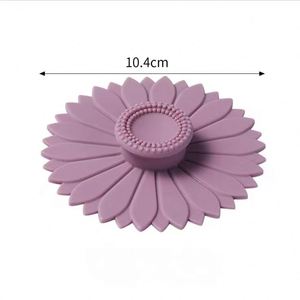 Tapa de Silicona para Vasos en Colores Morandi, Apta para Alimentos, Sellado al Vacío, Diseño Antiderrames, Tapa en Forma de Girasol, Resistente al Calor, Reutilizable - Product Image 2