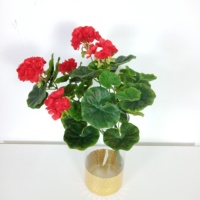 Bunga Begonia Artifisial Poliester Bentuk Daun Merah Pelindung UV, Cocok untuk Hari Ibu, Hari Ayah & Kembali ke Sekolah