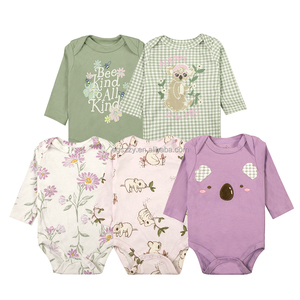 Ventes directes d'usine nouveau-né infantile à manches longues Onesie dors coton doux 5 pièces bébé enfant barboteuse d'été - Product Image 3