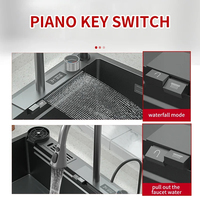 Évier de cuisine multifonctionnel avec porte-couteau et affichage numérique LED et touches de piano
