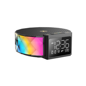 <span class=keywords><strong>Lampe</strong></span> de table à chargeur rapide sans fil 15W Design moderne écologique avec corps contemporain Base de l'ampoule E14 et fonctionnalité d'horloge - Product Image 5