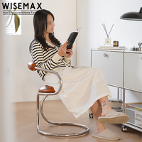 WISEMAX FURNITURE - Vente flash - Mobilier d'hôtel - Chaise de salle à manger confortable avec pieds en métal et assise en cuir, dossier incurvé