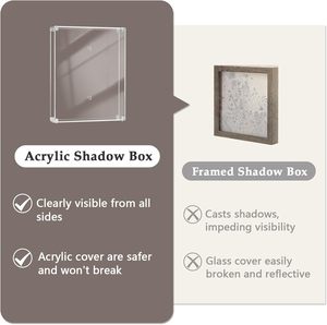 11x14 akrilik büyük 2.5 "derin gölge kutu çerçevesi temizle vitrin rafı düğün buketleri kurutulmuş çiçekler masa kolay montaj 1 paket - Product Image 4