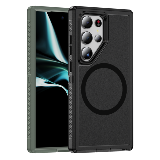 Heavy Duty Magnetic Case for Samsung Galaxy S24 Ultra S24 Plus S23 FE S22 Ultra Rugged Drop Protection Frosted Hard Back Cover