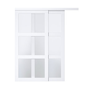 <span class=keywords><strong>Porte</strong></span> Scorrevoli <span class=keywords><strong>Interne</strong></span> in Vetro per Soggiorno, <span class=keywords><strong>Porte</strong></span> in Vetro Satinato per Bagno, Porta Moderna in Legno per Camera da Letto con Inserto in Vetro - Product Image 4