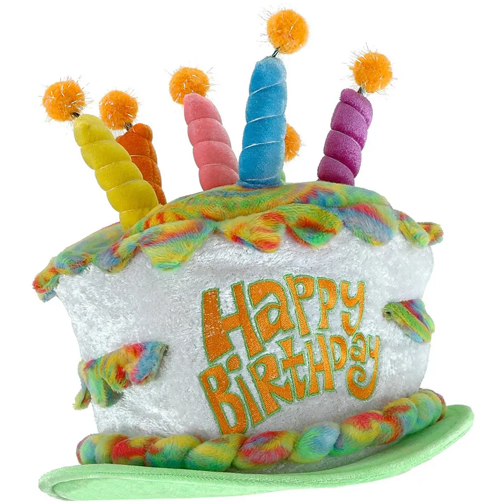 सुंदर जन्मदिन स्मृति चिन्ह मोमबत्तियों के साथ सस्ता नरम बच्चे खिलौना आलीशान जन्मदिन का केक टोपी फैशन जन्मदिन का उपहार