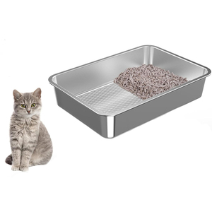 Caja de arena de acero inoxidable con tapa, caja de arena para tamizar pellets de pino de madera, sistema de bandeja de arena para gatos grandes - Product Image 3