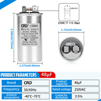 Condensateur certifié CRD CBB65 48uF 250V pour moteur de compresseur CVC, démarrage et fonctionnement, film mince pour climatiseur, de -40 à +70°C