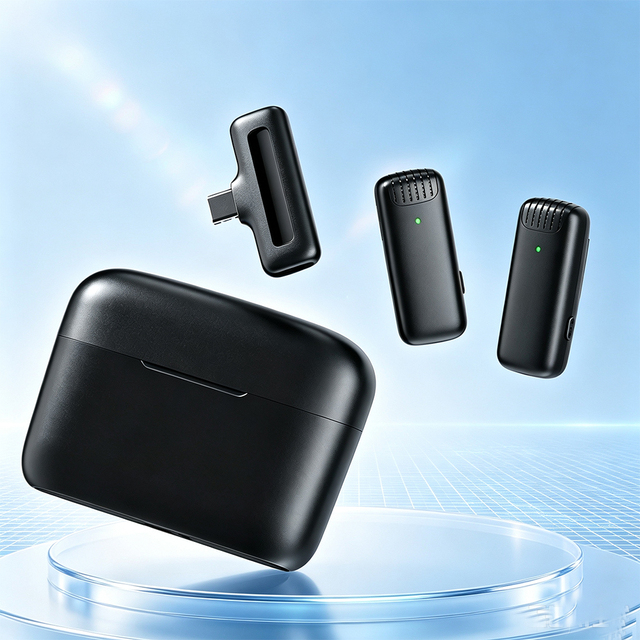 Wireless Lavalier Microphone with Digital Display Charging Case Noise Reduction for Live Streaming Video Recording Vlog
