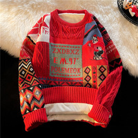 Pull-over en tricot jacquard unisexe personnalisé en usine, nouveau design tendance décontracté pour homme, respirant, pour l'hiver, motif de Noël