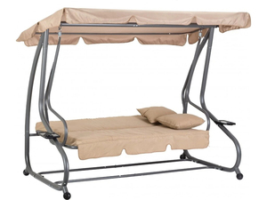 モダンな屋外パティオ3人乗りガーデンスイングベッドスイング調整可能ルーフ2カップホルダーポーチプールサイド裏庭用 - Product Image 4