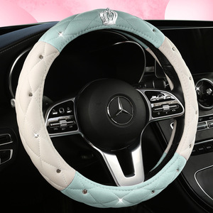 宝马大奖赛奥迪欧尚真皮方向盘套网红INS秋冬麂皮皇冠钻石轿车和车辆 - Product Image 1