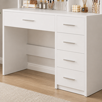 Quimoo 48 Zoll verstellbarer Standspiegel mit Beleuchtung, 6 Schubladen, 6 Ablagen, Steckdose, modernes Design für Frauen/Mädchen