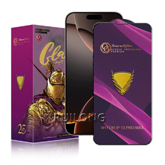 Golden Armor OG Tempered Glass for IPhone 17 16 15 14 13 Pro Max 12 Mini 11 Pro XR 7 8 Plus Big Curved Full Screen Protector
