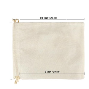 Sac à cordon en coton avec logo personnalisé, en tissu mousseline de qualité supérieure, pochette cadeau pour bijoux, cadeaux de fête, emballage de chaussures - Product Image 1