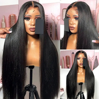 Perruque en cheveux humains indiens bruts 13x6 avec dentelle frontale, perruques frontales complètes HD sans colle, perruque brésilienne lisse ou bouclée pour femmes noires