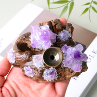 Nouveauté : Artisanat en Cristal de Guérison, Fleur d'Améthyste, Support en Bois pour Sphère de Cristal, pour la Décoration