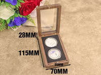 Boîte à monnaies commémorative en noyer noir, double boîte à monnaies, boîte en bois pour la collection de médailles et de pièces anciennes, avec compartiment en acrylique