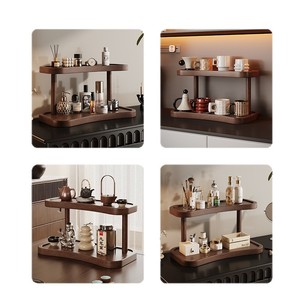 <b>Desktop</b> Cosmetic Storage Rack 2 Tier Solid Wood Makeup Organizer For Skincare Jewelry And Perfume Display - Product Image 1