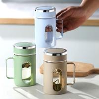 Approvisionnement direct de l'usine Tasse à eau chaude promotionnelle étanche Bouteilles d'eau en verre avec logo personnalisé pour le bureau avec poignée