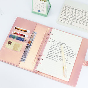 Xoắn ốc hàng tuần tùy chỉnh bán buôn tiền mặt Tạp Chí máy tính xách tay màu hồng kế hoạch Ví PU da sang trọng A5 A6 Ngân Sách chất kết dính - Product Image 5