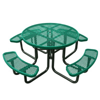 Table de pique-nique extérieure en acier de 4, 6 et 8 pieds pour restaurants, jardins et patios, avec banc intégré