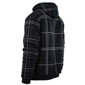 Veste <span class=keywords><strong>à</strong></span> <span class=keywords><strong>capuche</strong></span> zippée pour homme en tricot gaufré, doublure <span class=keywords><strong>sherpa</strong></span> <span class=keywords><strong>à</strong></span> carreaux, coupe oversize ample, style streetwear décontracté, logo personnalisé, vente en gros - Product Image 2