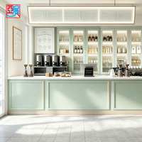 Comptoir de café Yabo vert, comptoir de service commercial pour café, boulangerie